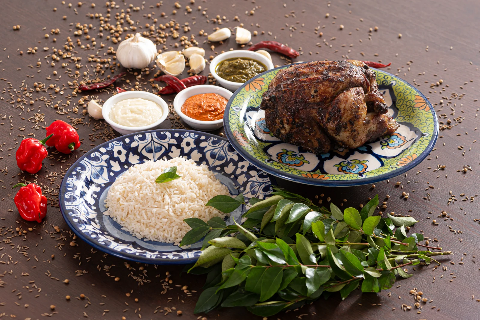 Original peppery garlic roasted chicken with with Garlic rice